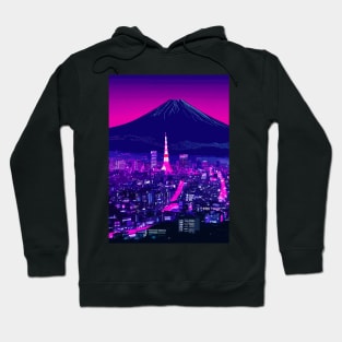 Tokyo City Japan Neon Mount Fuji Future Cyberpunk Art Hoodie